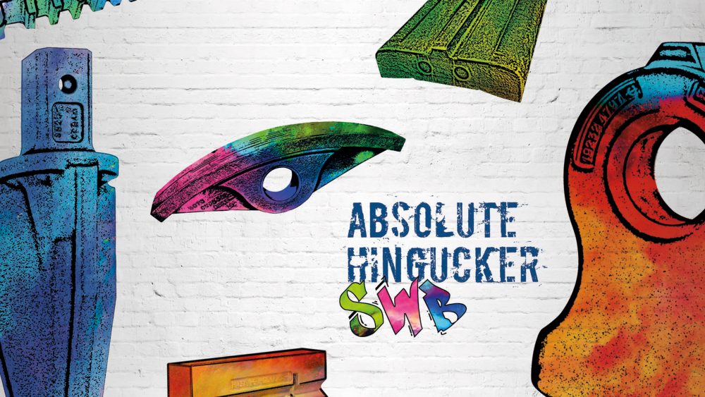 Der neue SWB-Kampagnen-Claim 'Absolute Hingucker' zeigt die von SWB hergestellten hochverschleißfesten Gussteile im farbenfrohen Graffiti-Stil.